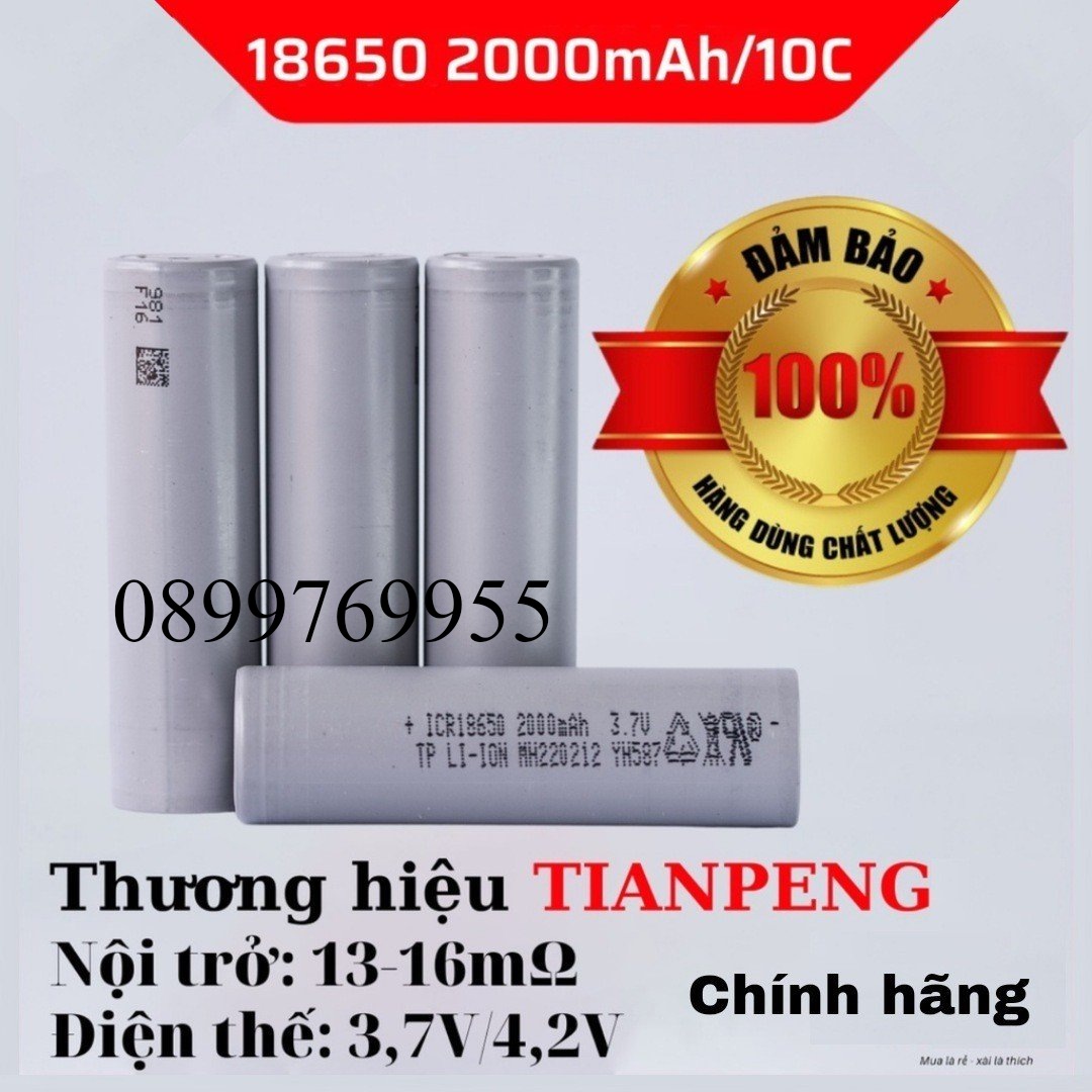 Cell pin 18650 TP xám 2000mah xả 10C/20A hàng mới chính hãng  bao test dung lượng