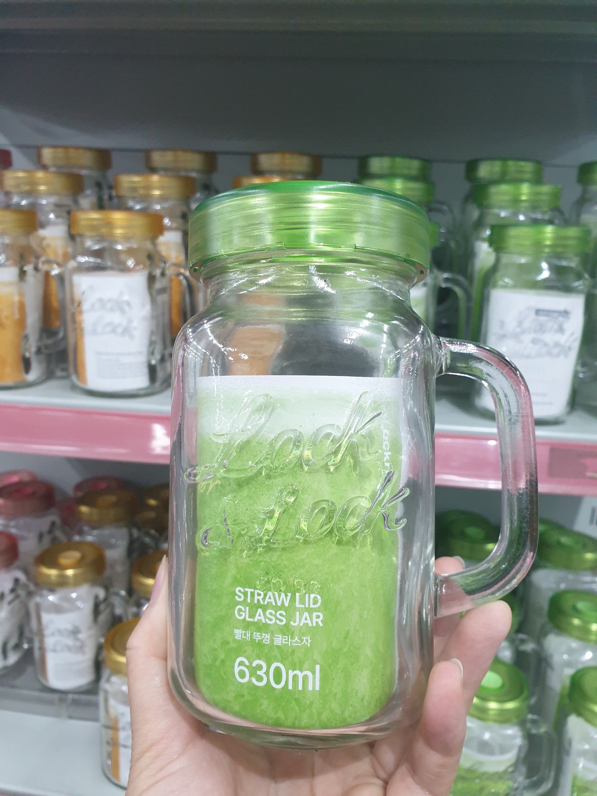 Bình Nước Thủy Tinh Detox Lock&Lock có Tay Cầm 630ml