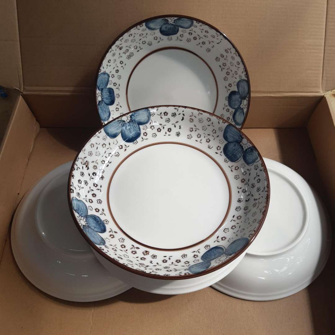 Bộ 5 Dĩa Nhật bông xanh, đỏ (có 2 size dĩa 7: 17.5cm, Dĩa 8: 20cm)