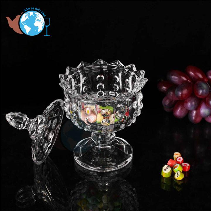 Combo 4 thố mứt thủy tinh pha lê chân cao 1047/l1