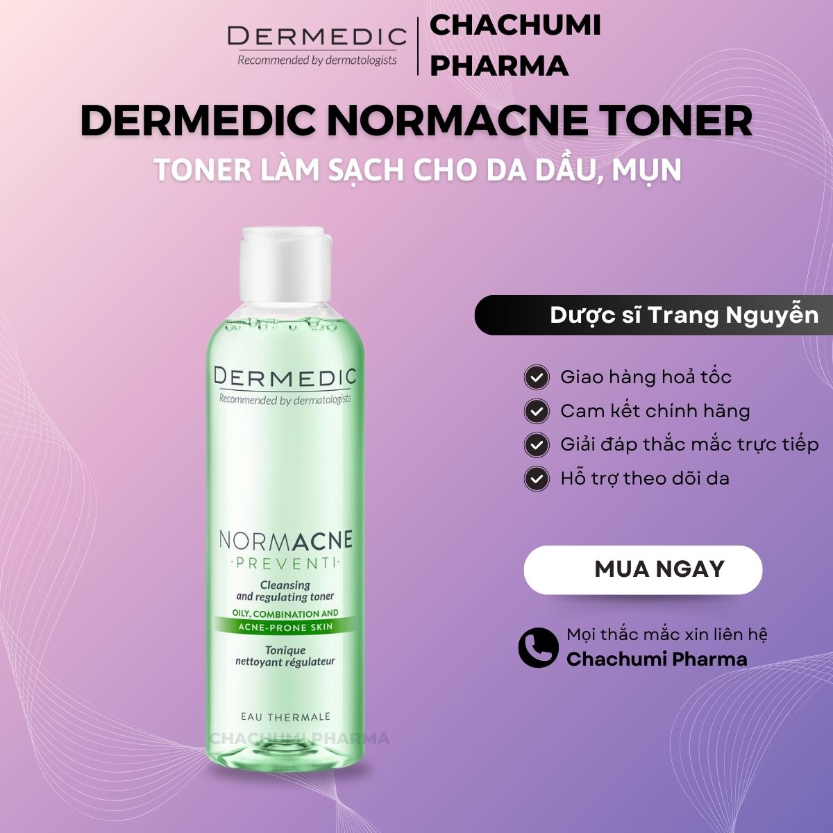 [TPHCM] Toner Cho Da Dầu Mụn Dermedic Normacne Cleansing And Regulating Skin Toner 200ml