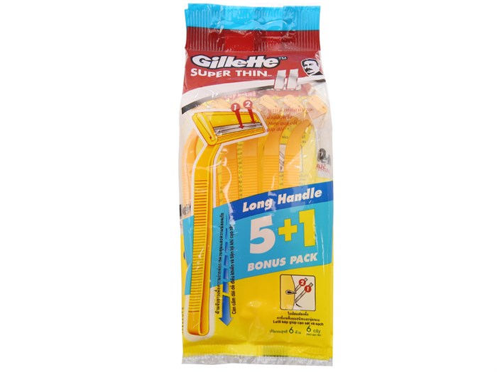 [HCM]Dao cạo râu gillette cán vàng super thin 5+1