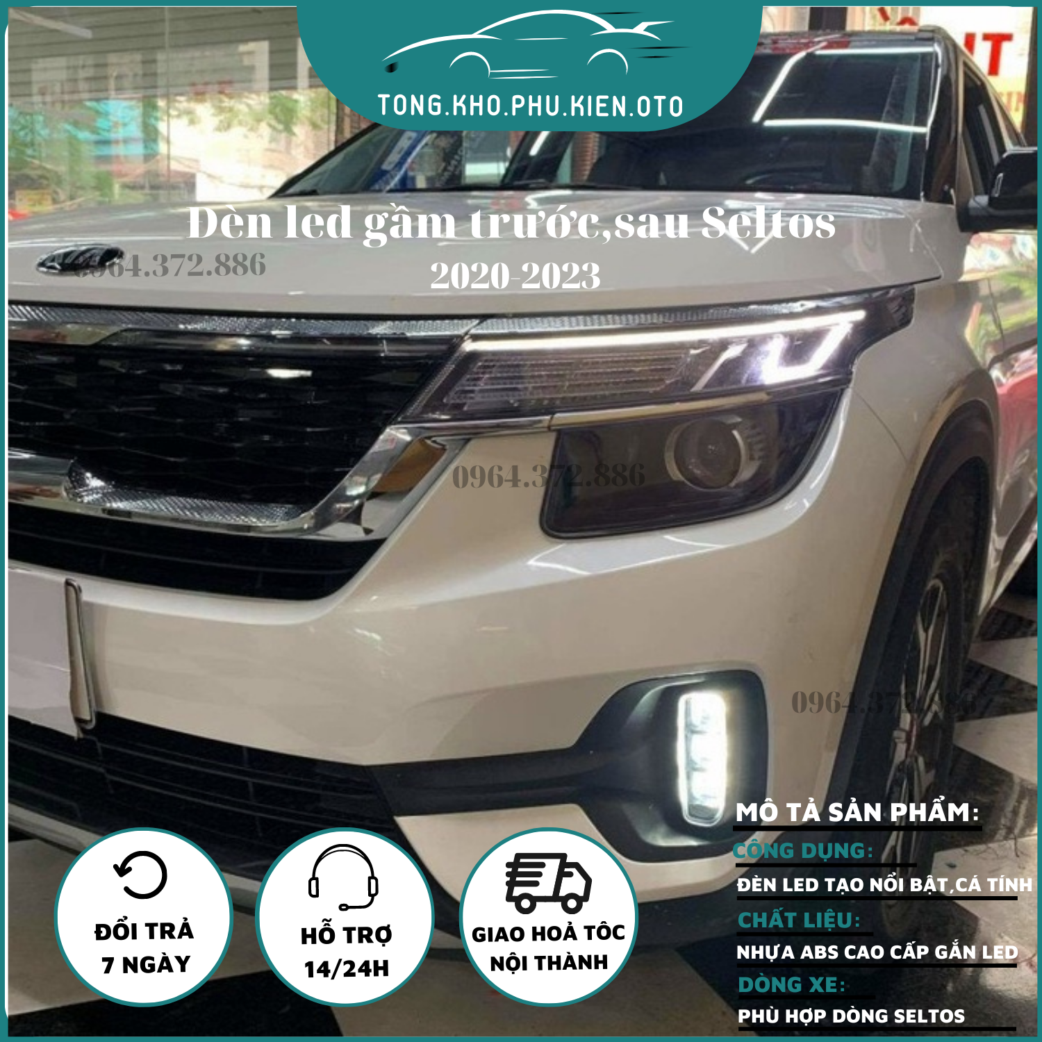 Đèn led gầm trước, sau xe kia seltos 2020 - 2023 độ lên bản premium