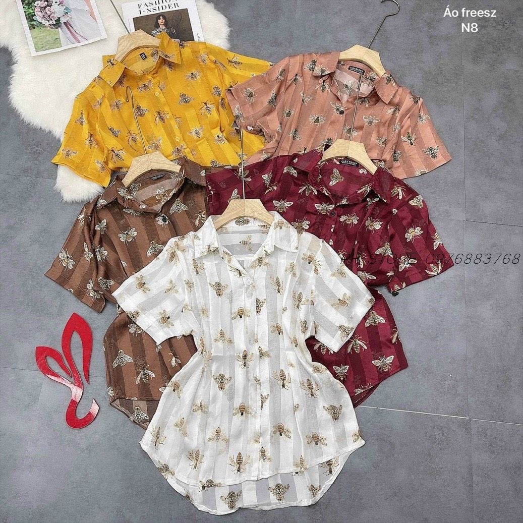 [HCM]Áo Sơ Mi Ong Ngắn Tay Chất Lụa Tơ Siêu Hot