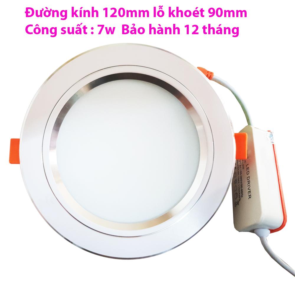 Bộ 10 đèn led âm trần viền vàng 7w 2 màu 3 chế độ (trắng –vàng ấm – vàng nắng)