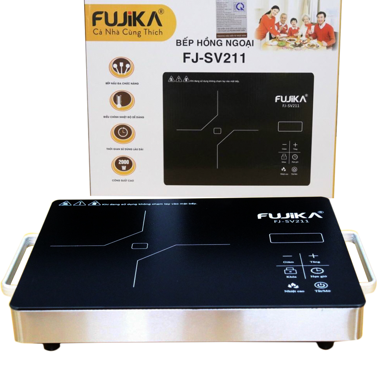 Bếp Hồng Ngoại Đơn Giảm Giá Sốc 50%, Bếp Hồng Ngoại 2000W Fujika FJ-SV211 Mặt Kính Ceramic Nấu Mọi Loại Nồi, Màn Hình LED Cảm Ứng Tăng Giảm Nhiệt Độ, Hẹn Giờ, Khóa Chức Năng Nấu, Tay Cầm Cách Nhiệt Chịu Va Đập T