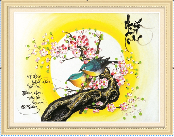 Tranh đính đá hạnh phúc 77x60cm CHƯA ĐÍNH