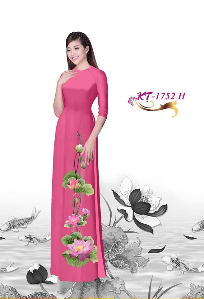 [HCM]Vải Áo Dài 3d bộ In Hoa Sen