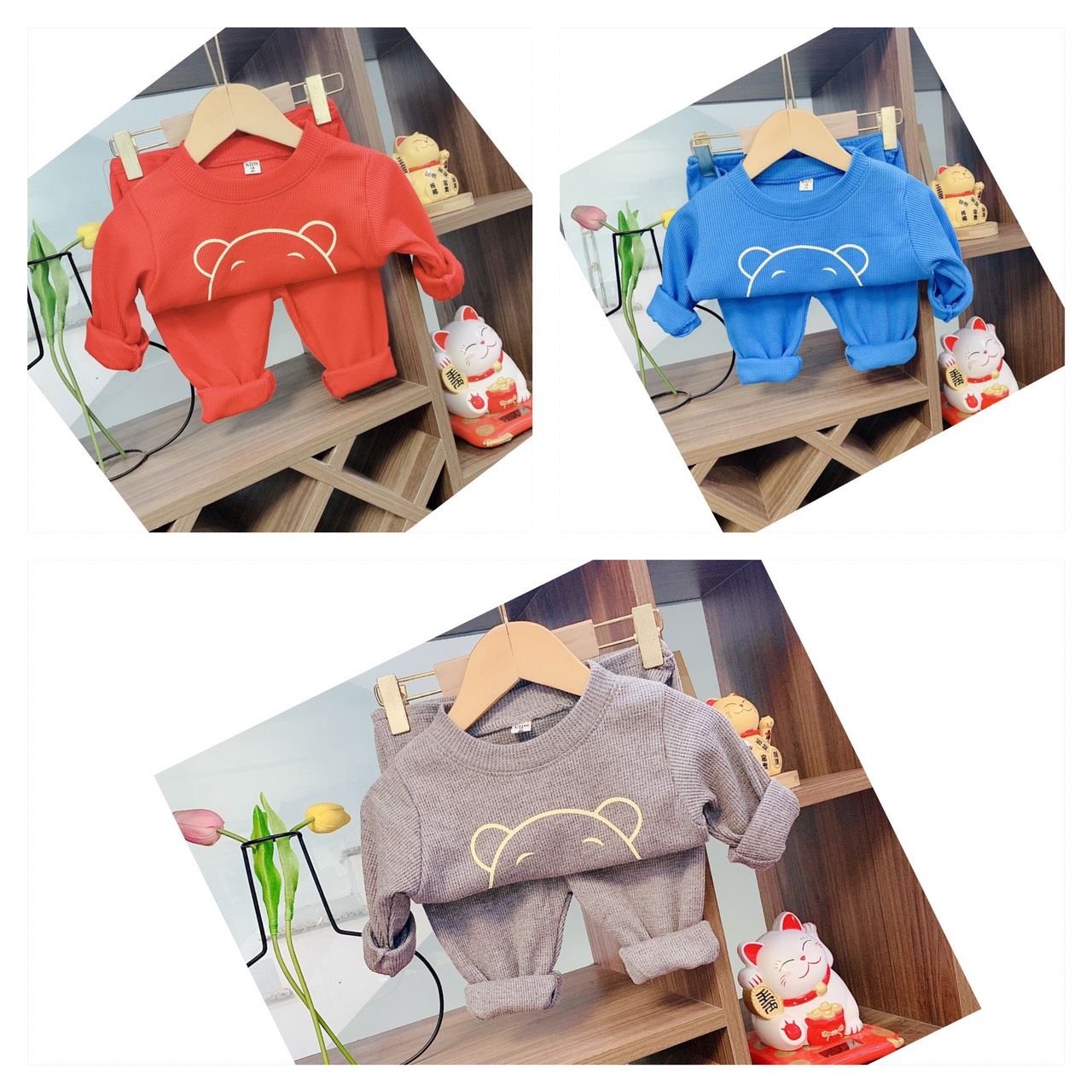 Bộ len tăm hình Gấu BEAR cho bé cực xinh