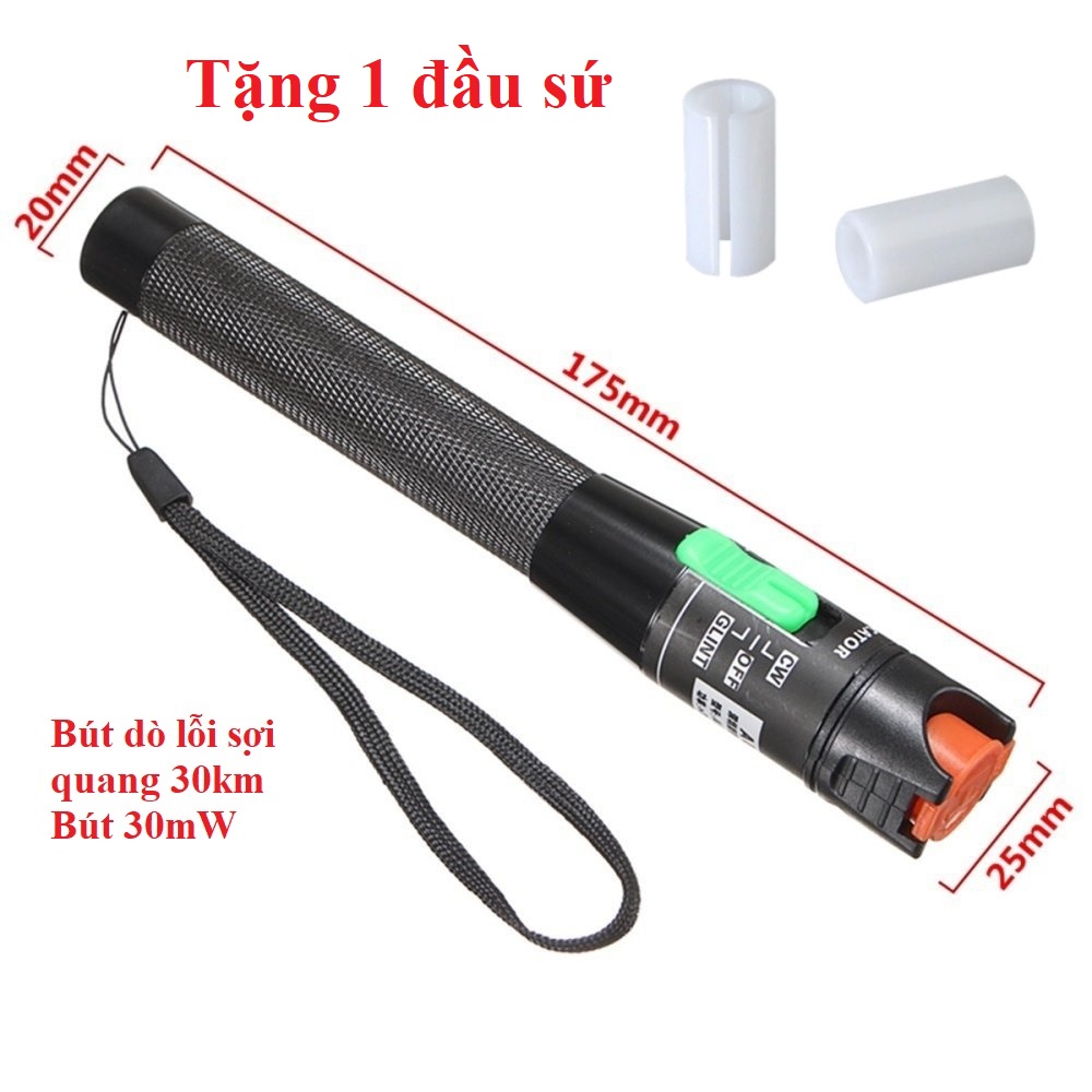 (Tặng 1 đầu sứ ) Bút dò lỗi sợi quang VFL 30km ( Đen )