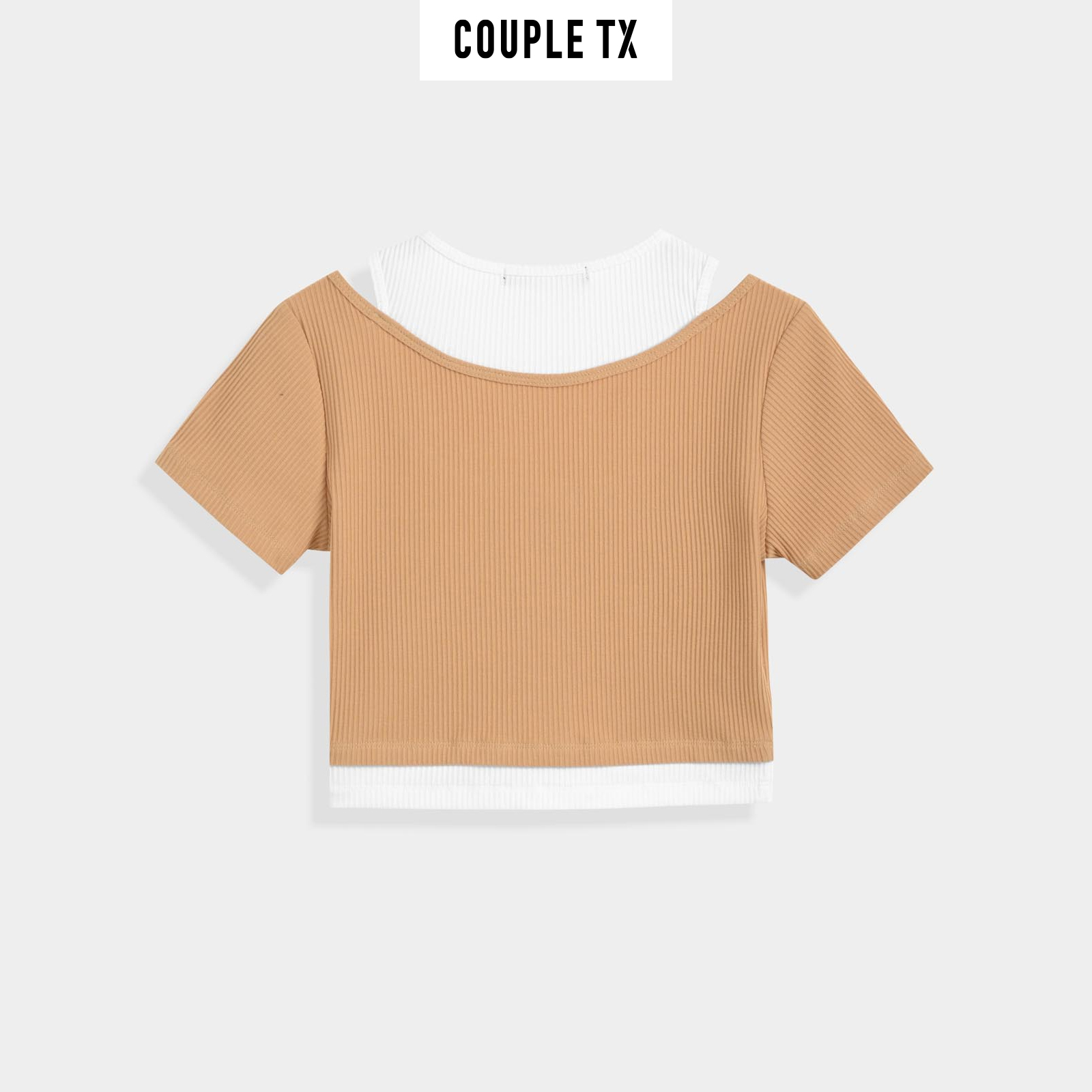Áo Thun Nữ COUPLE TX - Áo Nữ Kiểu Đẹp Vải Gân Kiểu Phối 2 Layer WTS 2255