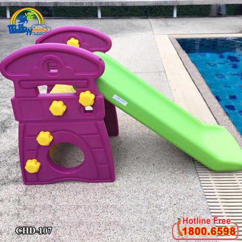 Giá bán Cầu trượt lâu đài Hàn Quốc có ném bóng rổ CHD107