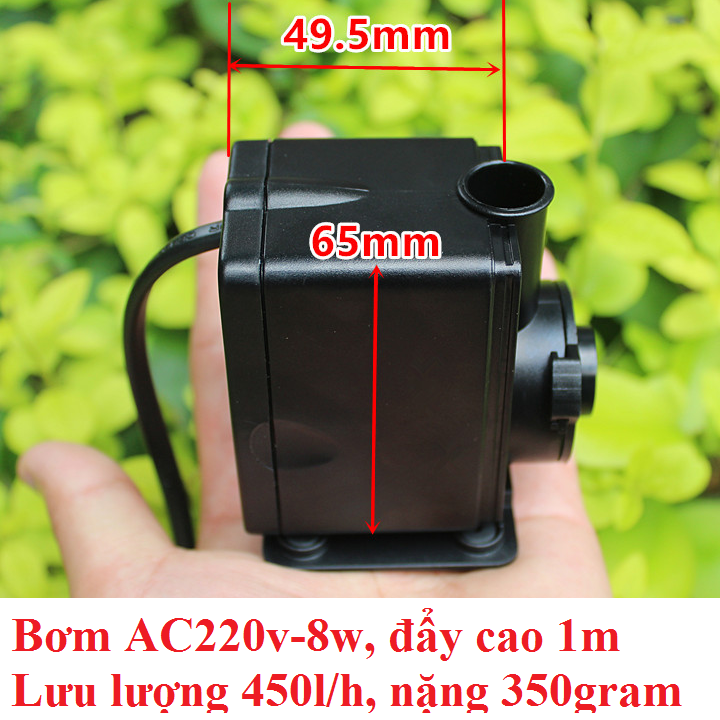Bơm chìm hồ cá 8w đẩy cao 1.0m