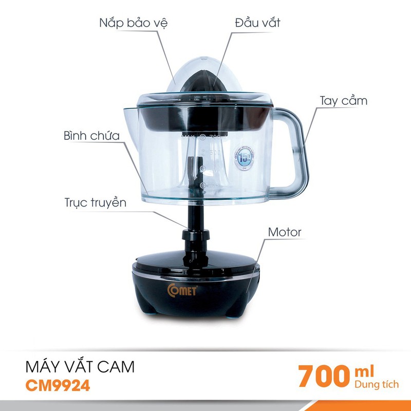 MÁY VẮT CAM COMET CM9924 - 0.7 LÍT CÔNG SUẤT 40W