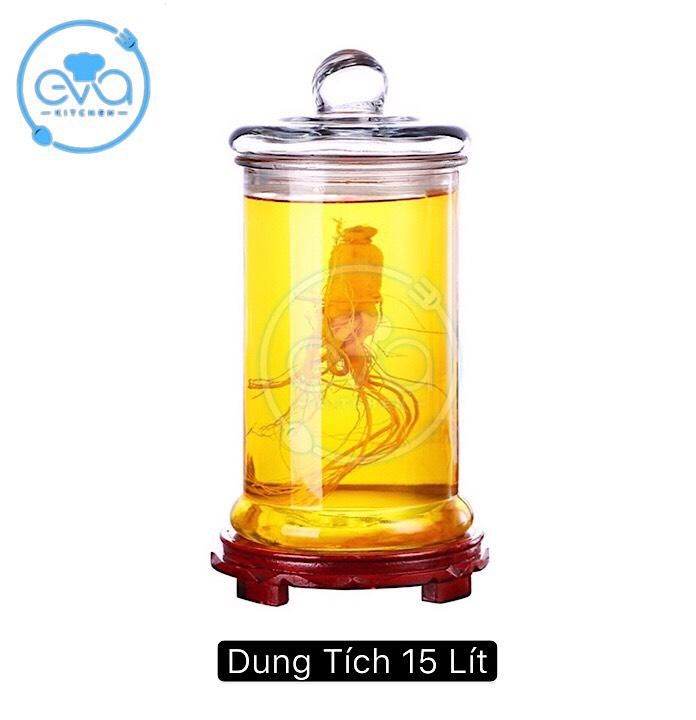 [HCM]Bình Ngâm Thủy Tinh 15 Lít Dáng Trụ Thân Trơn – TT15L