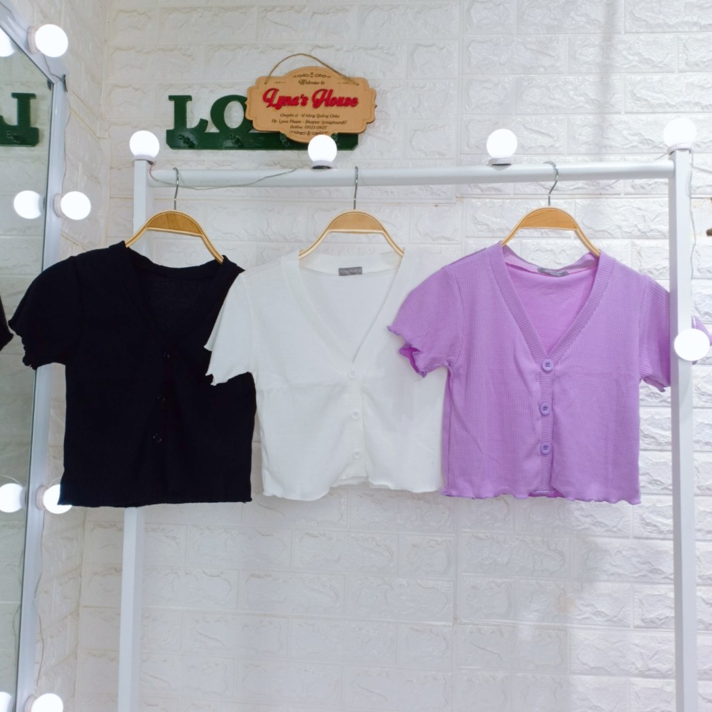 Áo Croptop Cổ Tim Cuốn Biên Siêu Kute