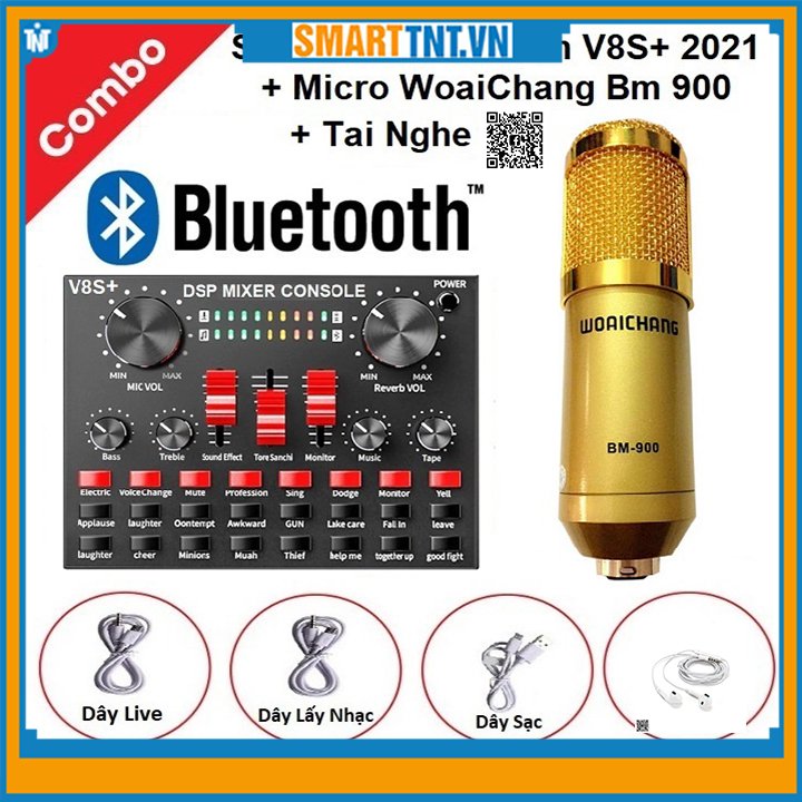 Trọn Bộ Hát Thu Âm Sound-Card V8S+ Micro BM900 Live Stream  Tại Nhà - Bộ hát karaoke livestream giá rẻ - Combo Mic Livestream Hát Karaoke Chỉnh Giọng Chuyên Nghiệp