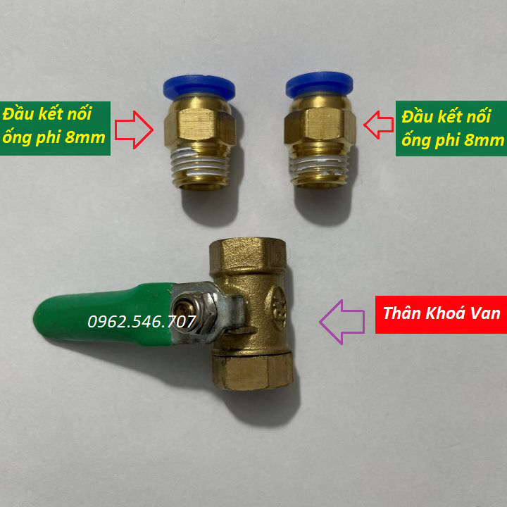 Van khoá ống 8mm chất liệu Đồng Thau
