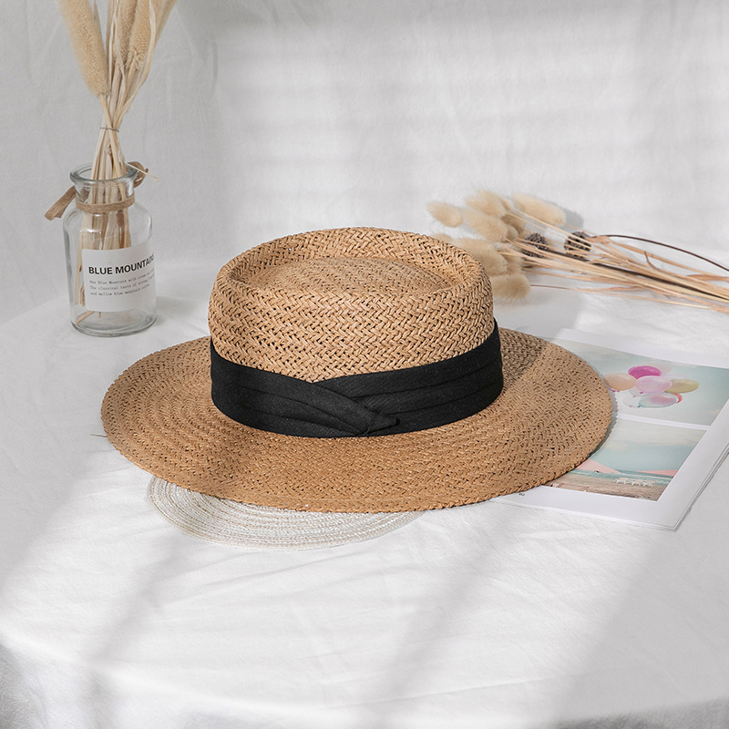 Mũ Cói Unisex, Nón Cói Vành Rộng Cao Cấp Họa Tiết Trơn Phối Dây Nơ Phong Cách Vintage Thời Trang Đi Biển - Mã NC020