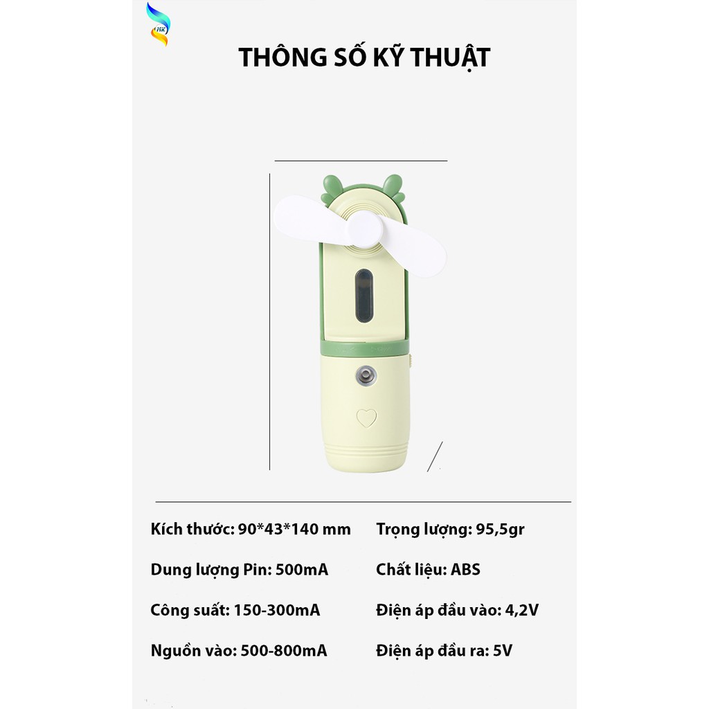Máy Phun Sương Mini Kèm Quạt Cầm Tay Nhiều Màu Sắc