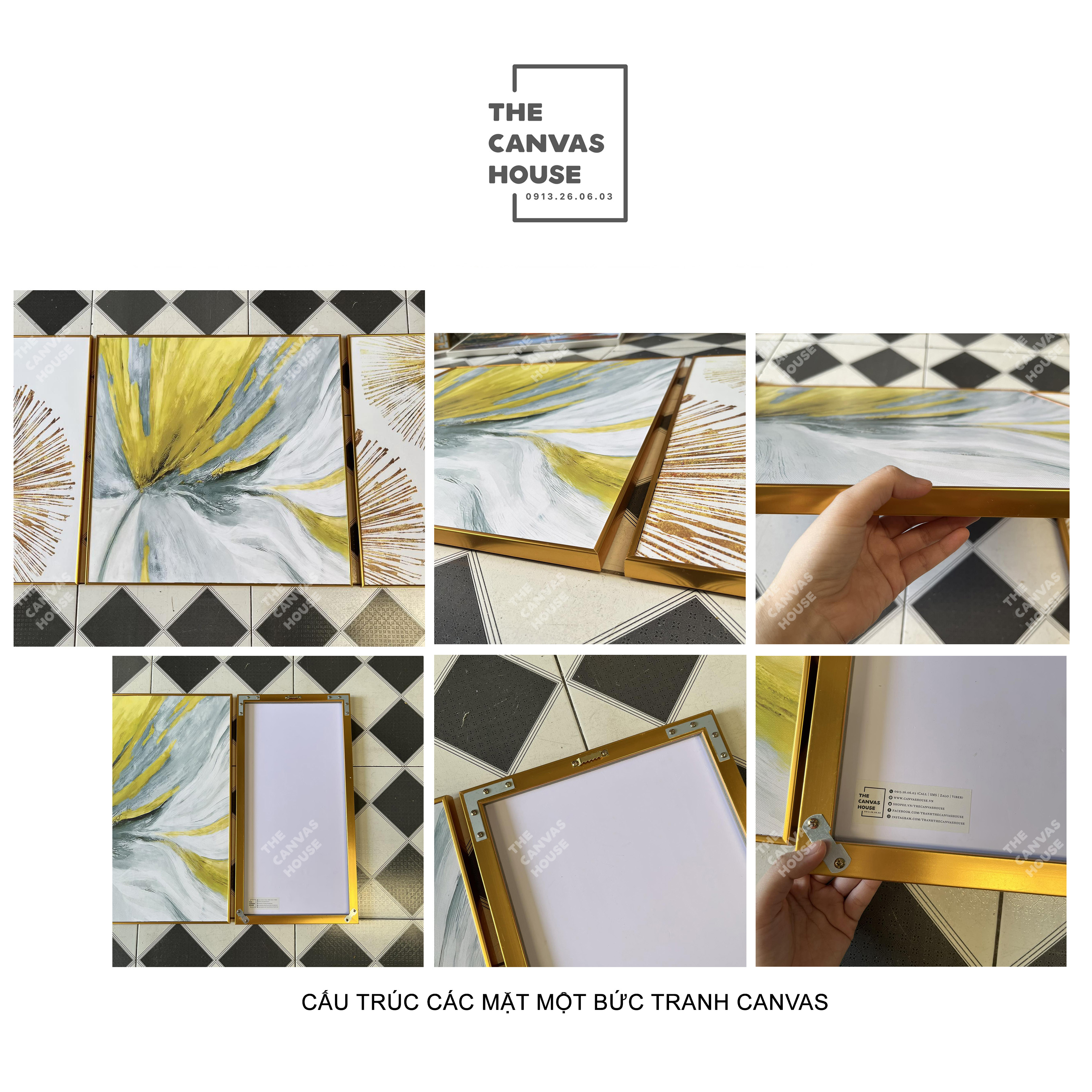 Tranh in Canvas Khóm Hoa Vàng (Hình thật tại xưởng - Đã có khung, móc, đinh treo) - The Canvas House