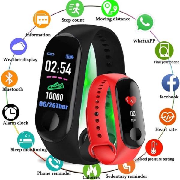 Đồng hồ thông minh band M3 đo nhịp tim, bước chân kết nối thông báo với điện thoại - Đồng hồ thông minh smartwatch - Đồng hồ thông minh giá rẻ - Vòng tay thông minh