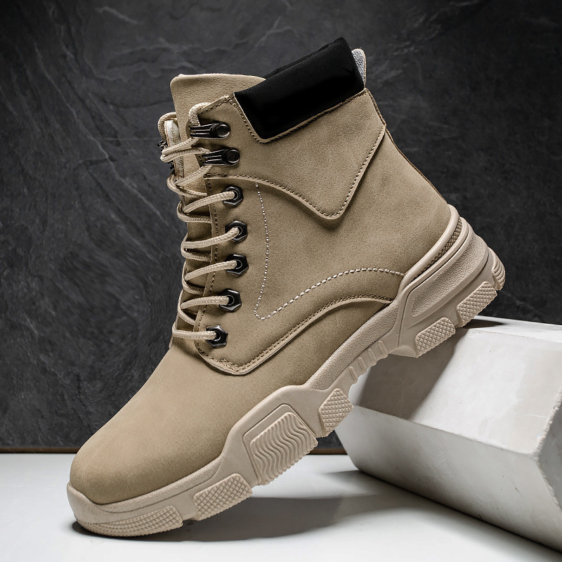 [HCM]Giày Boot Cổ Cao Nam Cao Cấp Giả Da Lộn BCC010 Nâu