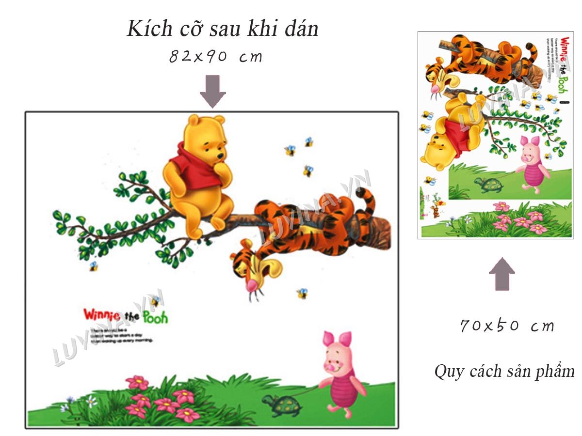 [HCM]DECAL DÁN TƯỜNG COMBO GẤU POOH