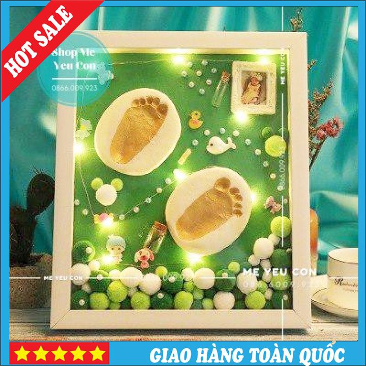 [Hàng Có Sẵn] Bộ Khung Ảnh In Dấu Tay Chân Cho Bé