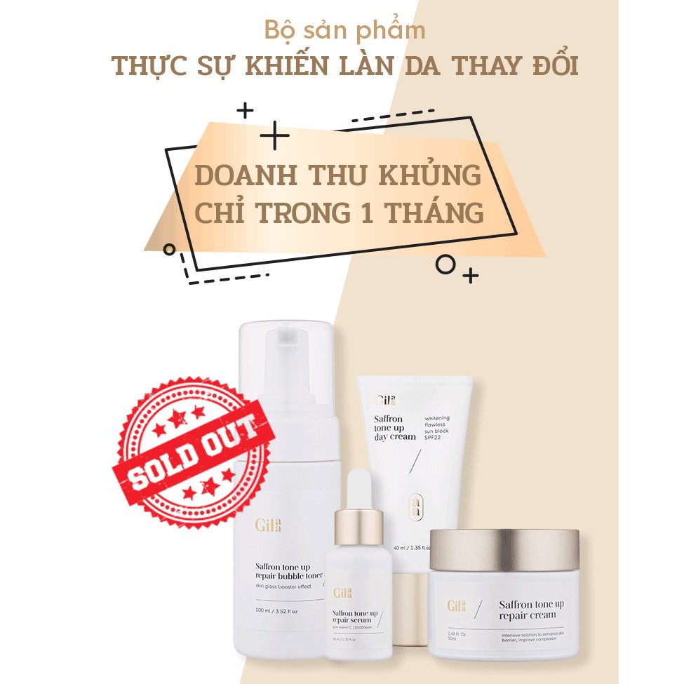 Bộ 4 sản phẩm dưỡng da Gilaa Saffron Chính Hãng