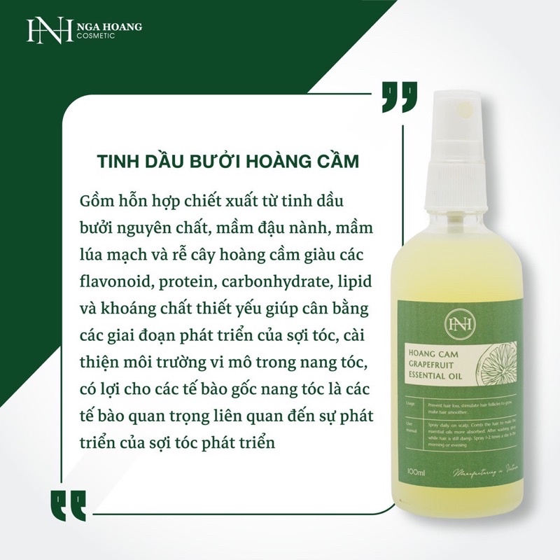 Tinh dầu bưởi Hoàng Cầm chăm sóc, kích thích mọc tóc 100ml