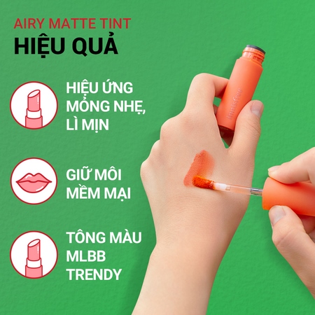Son kem mỏng nhẹ môi INNISFREE Airy Matte Tint