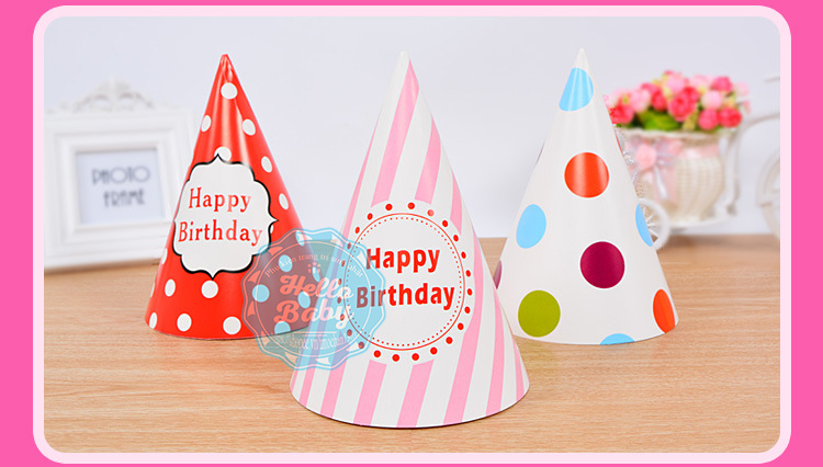 Set 5 mũ giấy sinh nhật (20cm) - Hello Baby