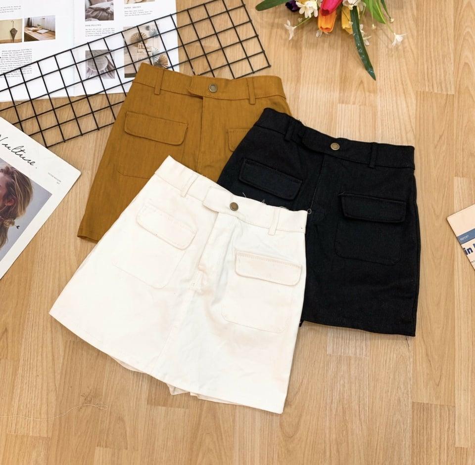 Chân váy kaki phối túi nắp kèm quần trong TTKX0438