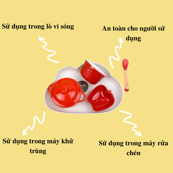 Combo chén sứ nhiều chi tiết cho bé ăn dặm ngon miệng