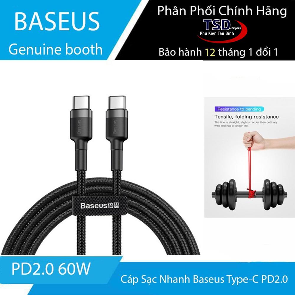 Cáp sạc nhanh Type C to Type C PD 2.0 60W dài 1 mét chính hãng Baseus