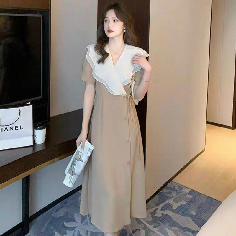 ĐẦM KEM CỔ BÈO TRẮNG (có ảnh thật)MS71
