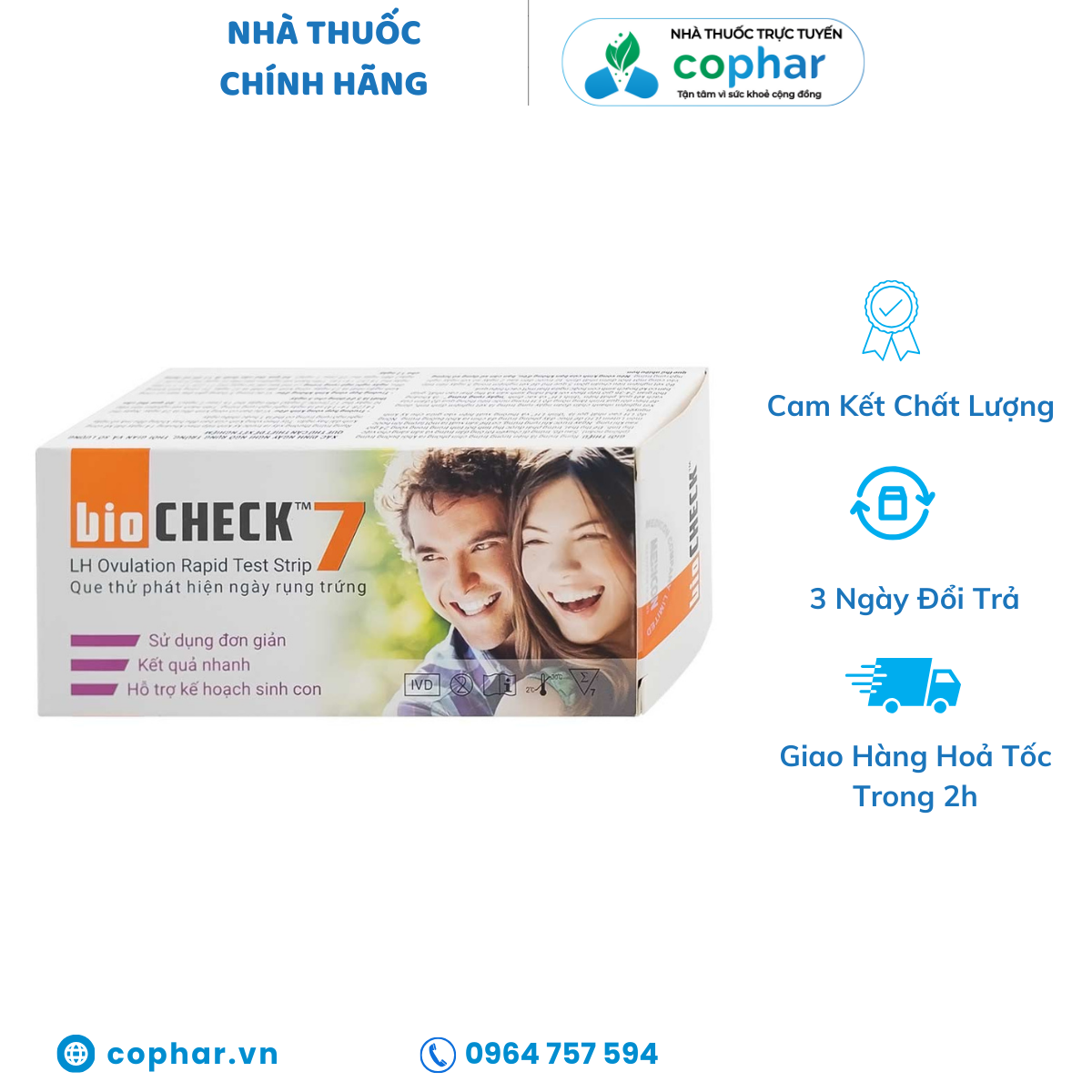 Que thử rụng trứng Biocheck Test hộp 7 que