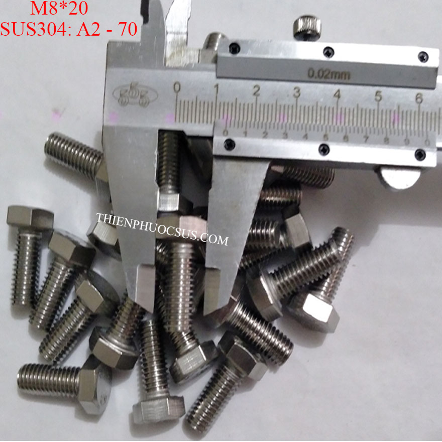 Bulong M8*20. DIN 933, SUS304 (10 cái)