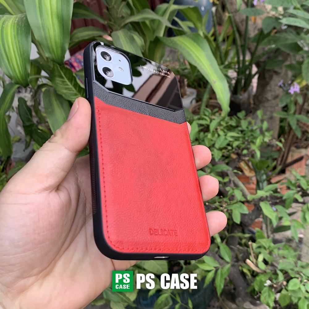Ốp lưng da kính cao cấp dành cho iPhone 11 - Màu đỏ - PS Case Phân Phối