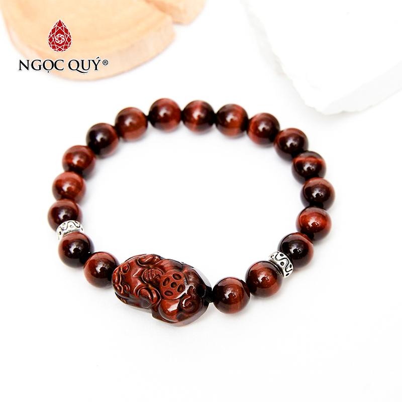 Vòng tay đá thạch anh mắt hổ nâu đỏ phối tỳ hưu đá mệnh hỏa thổ - ngọc qúy gemstones