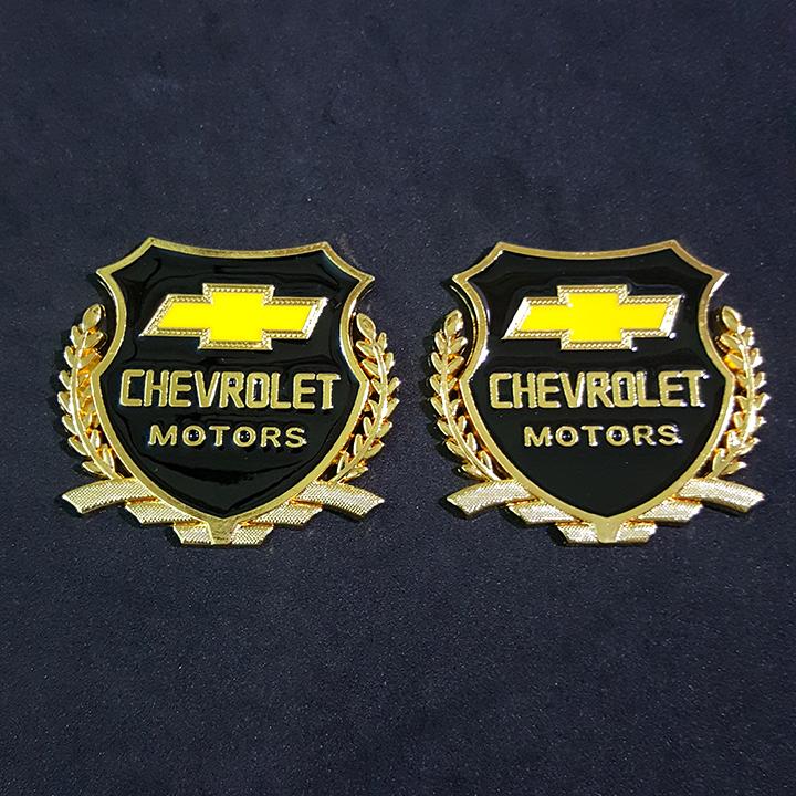 Bộ 2 miếng dán logo kim loại chữ CHEVROLET bông lúa