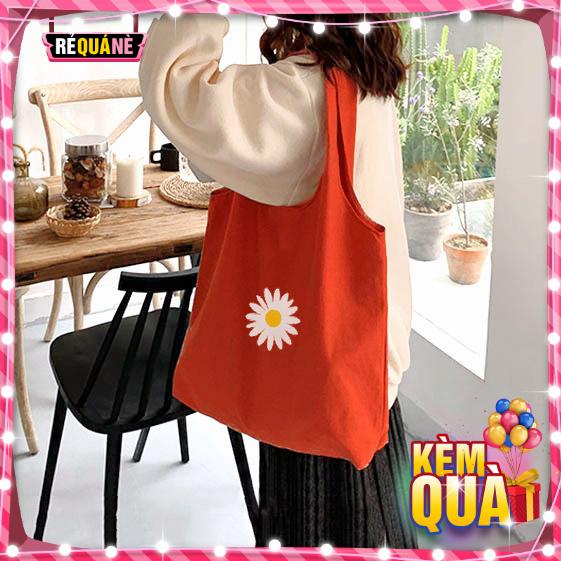 Túi Vải Tote Attitude Cỡ Lớn Hoa Cúc Trắng Xịn - requane