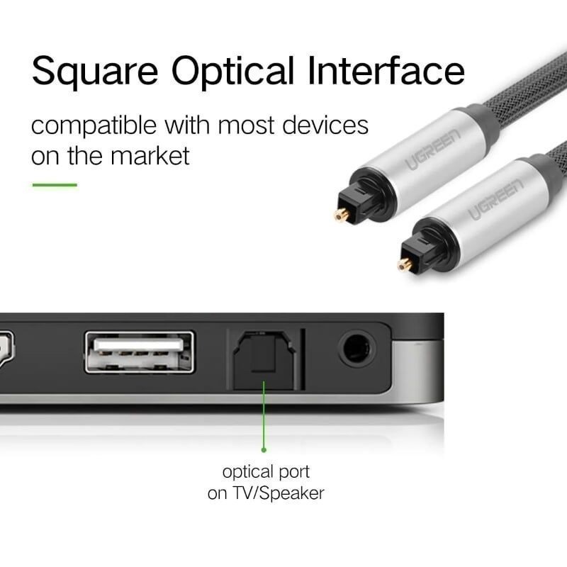Cáp audio quang Toslink Optical 2m bọc lưới cao cấp Ugreen 10540