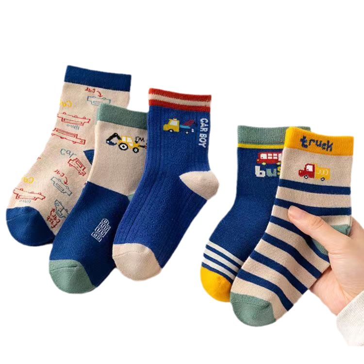 Set 5 đôi tất cotton cổ cao cho bé 1-12 Tuổi