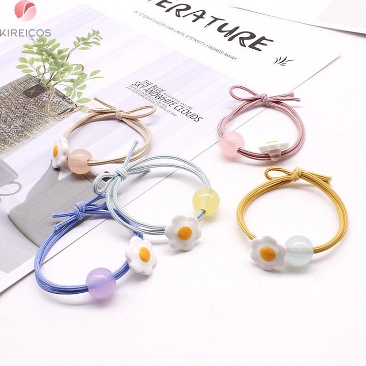 Set 10 Dây Cột Tóc Buộc Tóc Hình Hoa Trứng Dễ Thương Nhiều Màu
