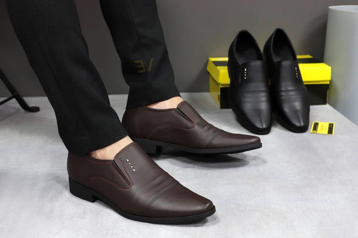 Giày tây nam da cao cấp tăng chiều cao 6-7cm đế cao su nguyên tấm chống trơn