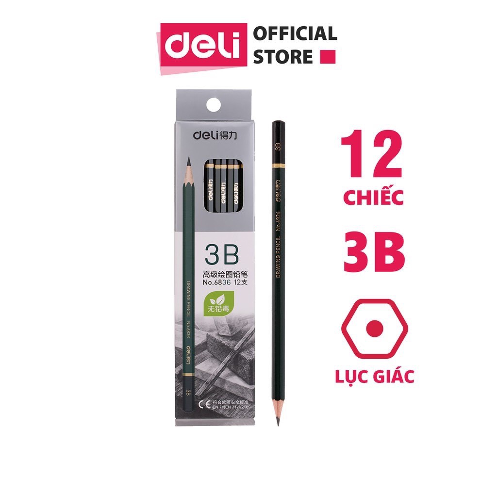 Bút chì lục giác 3b deli 6836