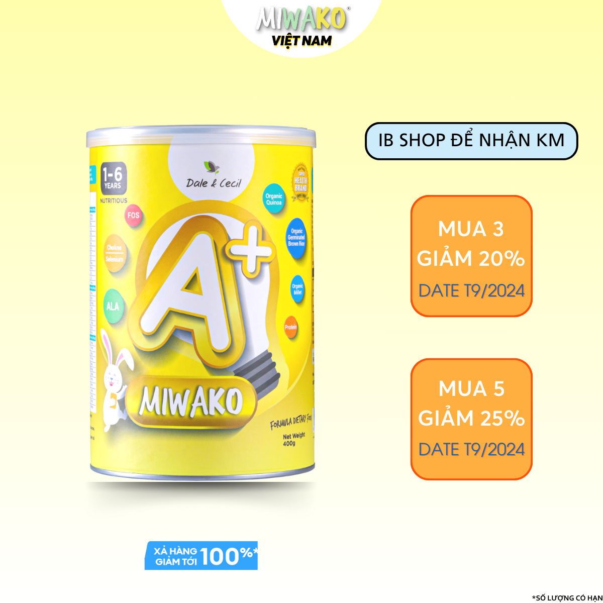 Combo 2 Hộp Sữa Thực Vật Hữu Cơ Miwako A+ 400g Sữa Nhập Khẩu Chính Hãng Từ