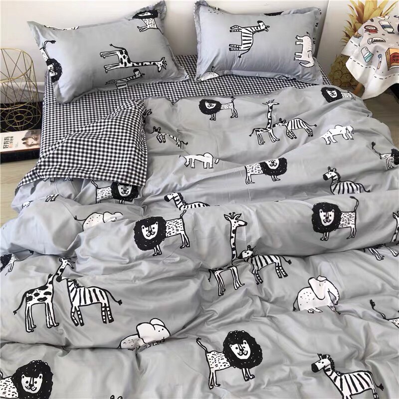Bộ Chăn Ga Gối Cotton Poly Vườn Thú